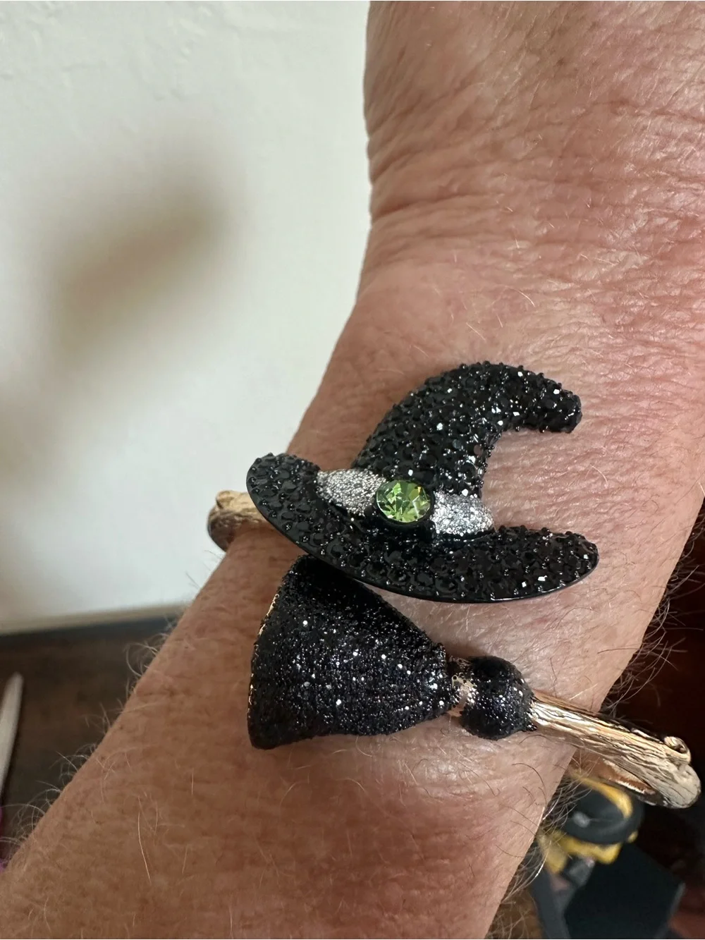 NWT Betsey Johnson Black Crystal Witch Hat Bangle Bracelet - Women Jewelry